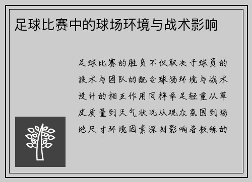 足球比赛中的球场环境与战术影响
